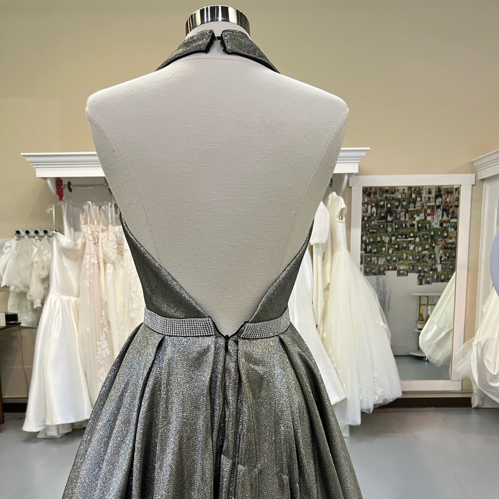 Halter neck silver prom dress by JVN Jovani - Picture 4 of 4